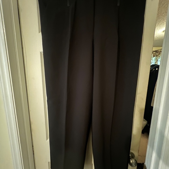 H&M WOMENS SIZE 20 BLACK PLEATED TUXEDO PANTS  SATIN STRIPE + WAISTBAND - Picture 11 of 13